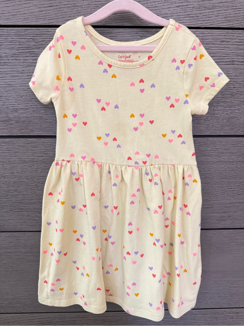 Cat & Jack Yellow Heart-Print Kids Dress